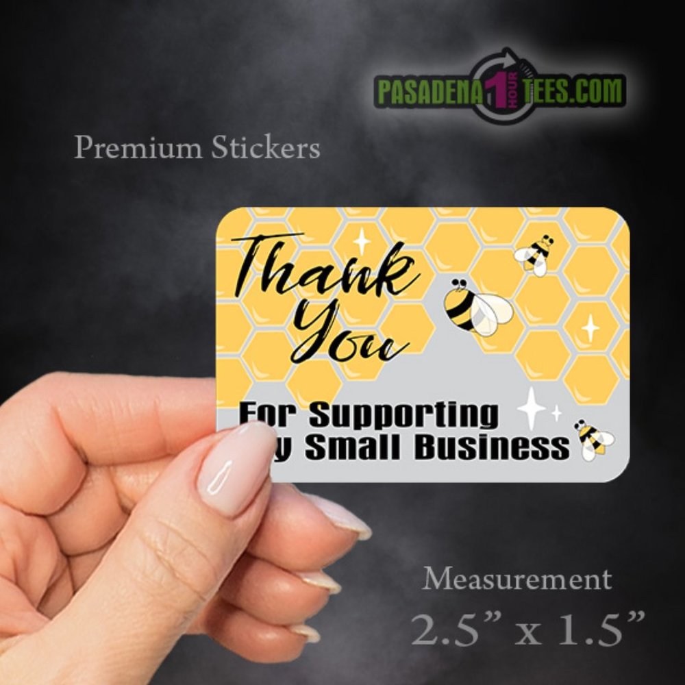 Thank You for Supporting My Small Business Honey Bee Themed Stickers 2.5" Qty 25